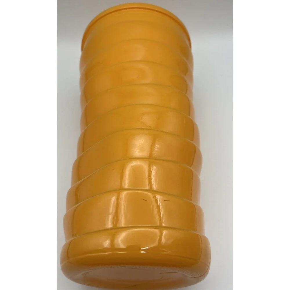 Collectible Vintage Orange Hoosier Ribbed Glass Vase 8 1/2” Tall